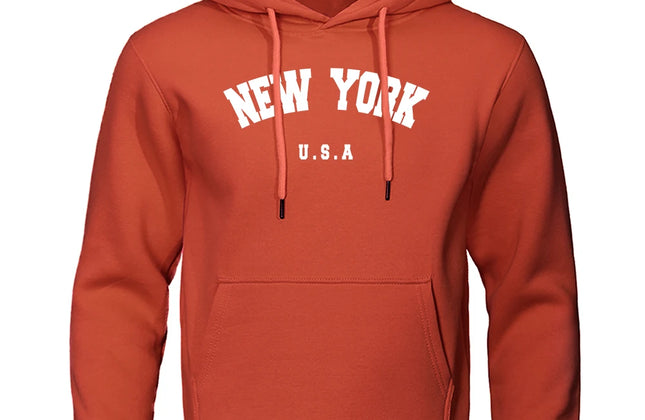 NEW YORK Letter U.S.A City Print Hoody Men Fashion Casual Long Sleeves Hooded