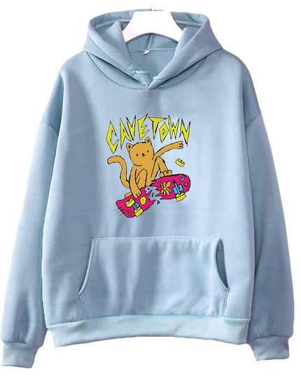 Cavetown Cat Hoodie Kawaii Cartoon Printed Sweatshirts Casual Long Sleeve