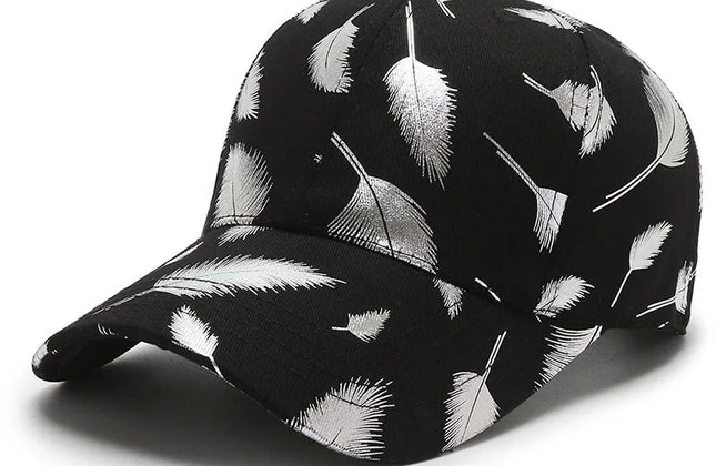 FS Luxury Black Golden Feather Baseball Cap for Men Cotton Women Brand Designer