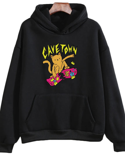 Cavetown Cat Hoodie Kawaii Cartoon Printed Sweatshirts Casual Long Sleeve