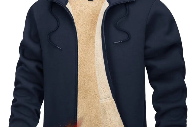 Men's Fleece-Lined Full-Zip Hoodie by TACVASEN