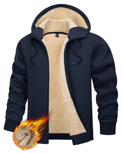 Men's Fleece-Lined Full-Zip Hoodie by TACVASEN