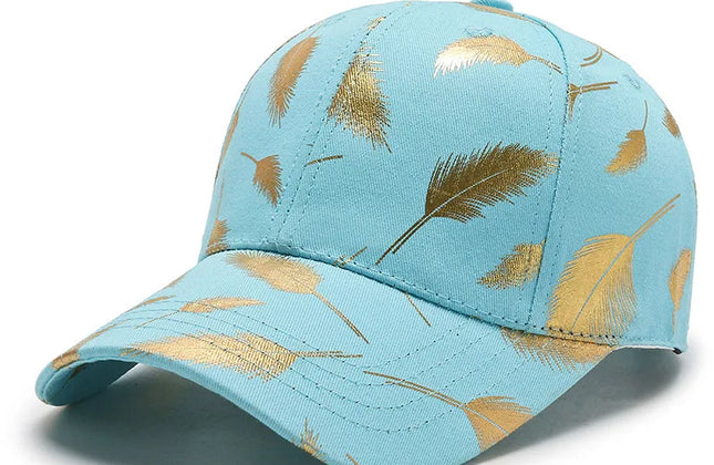 FS Luxury Black Golden Feather Baseball Cap for Men Cotton Women Brand Designer
