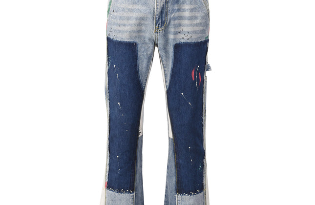 Vintage Flared Jeans for Men Y2k Streetwear Frayed Jean Pants Baggy Hip Hop