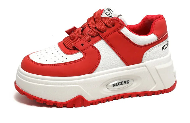 CXJYWMJL Genuine Leather Platform Sneakers Women Spring Casual Vulcanized Shoes