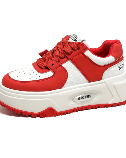 CXJYWMJL Genuine Leather Platform Sneakers Women Spring Casual Vulcanized Shoes
