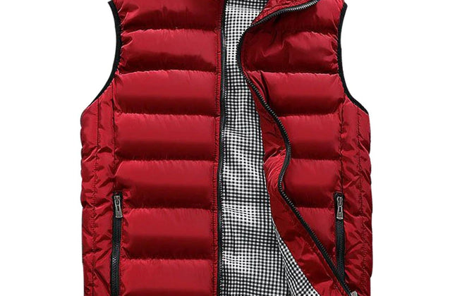 Men's Knitted Zip-Up Vest with Mandarin Collar
