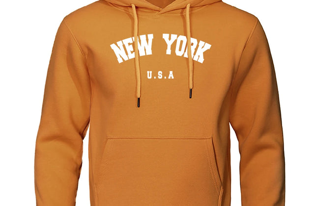 NEW YORK Letter U.S.A City Print Hoody Men Fashion Casual Long Sleeves Hooded