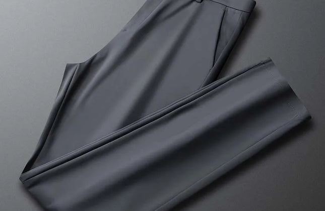 Summer Thin Men's Trousers Four Side Elastic Milk Silk New Business Office Ice