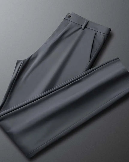 Summer Thin Men's Trousers Four Side Elastic Milk Silk New Business Office Ice