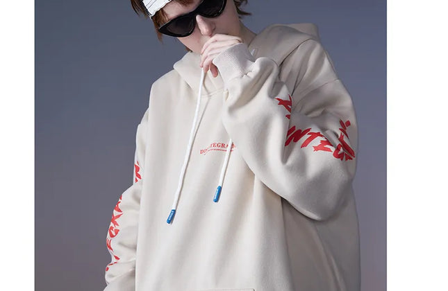Men Hip Hop Hoodie Sweatshirt Retro Painting Print