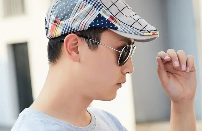TOHUIYAN 2025 Plaid Cotton Newsboy Cap Men