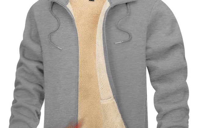 Men's Fleece-Lined Full-Zip Hoodie by TACVASEN
