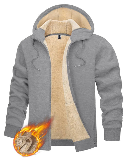 Men's Fleece-Lined Full-Zip Hoodie by TACVASEN