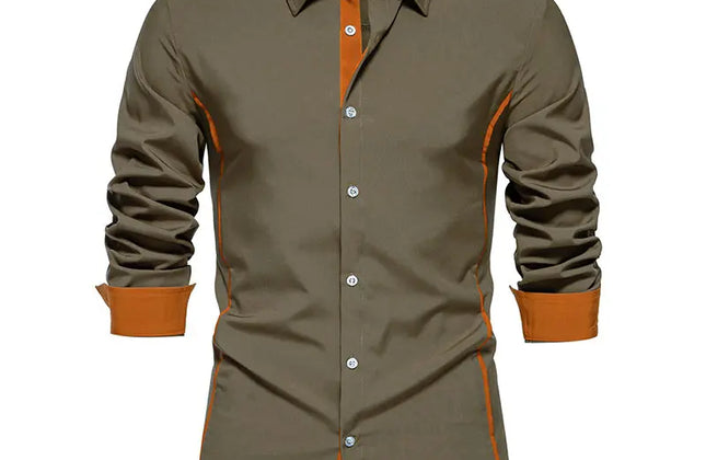 Men Color Block Long Sleeve Shirt - Constantin & Crys
