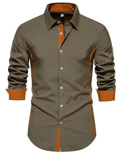 Men Color Block Long Sleeve Shirt - Constantin & Crys