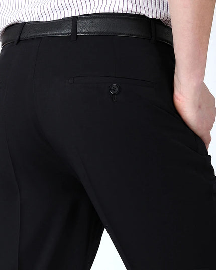 Summer Men Business Thin Silk Pants 29-56 Male Big Size Formal Classic Black