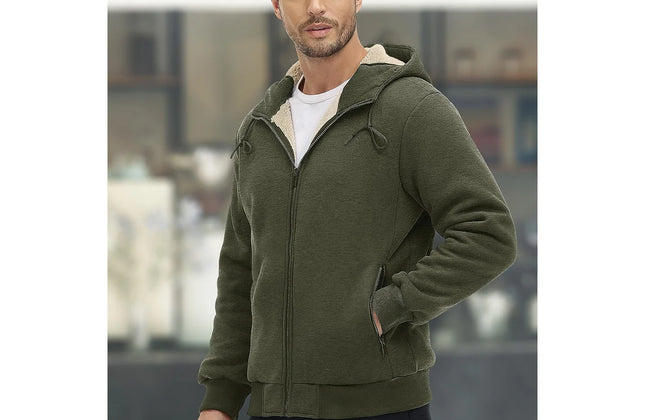 Men's Fleece-Lined Full-Zip Hoodie by TACVASEN