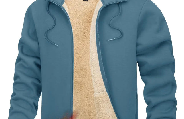 Men's Fleece-Lined Full-Zip Hoodie by TACVASEN