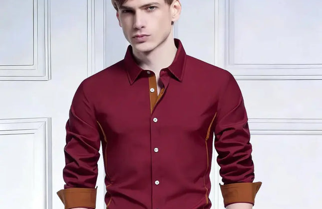 Men Color Block Long Sleeve Shirt - Constantin & Crys