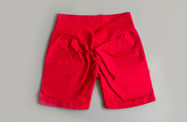 Seamless Women Yoga Shorts Deep v Back Waist Gym Shorts Workout Running short
