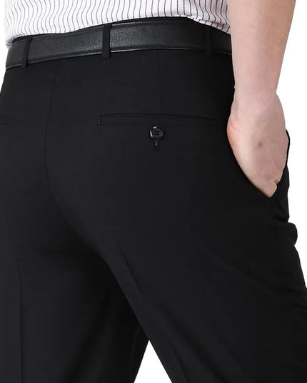 Summer Men Business Thin Silk Pants 29-56 Male Big Size Formal Classic Black