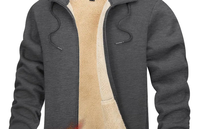 Men's Fleece-Lined Full-Zip Hoodie by TACVASEN