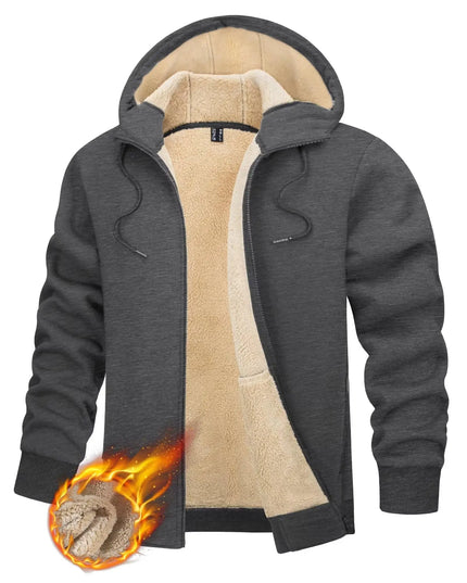 Men's Fleece-Lined Full-Zip Hoodie by TACVASEN