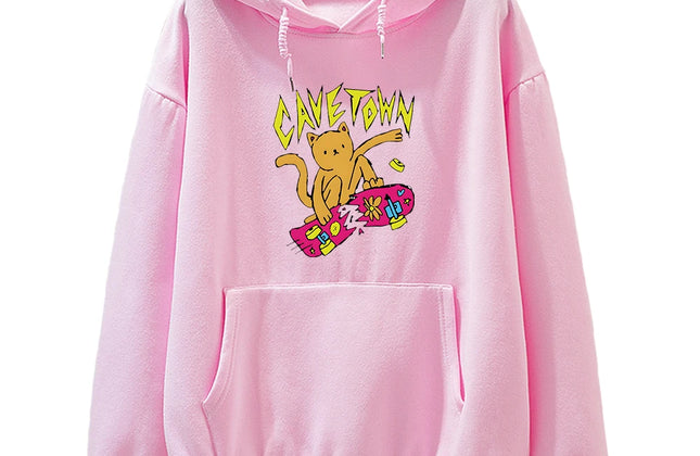 Cavetown Cat Hoodie Kawaii Cartoon Printed Sweatshirts Casual Long Sleeve