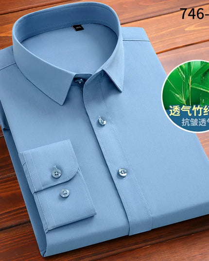 Fashion Blue Black White Mens Dress Shirts for Man Long Sleeved Shirt