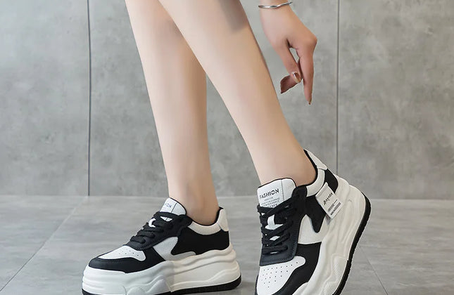 CXJYWMJL Genuine Leather Platform Sneakers Women Spring Wedgies Casual