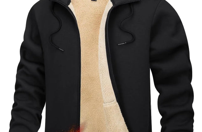 Men's Fleece-Lined Full-Zip Hoodie by TACVASEN