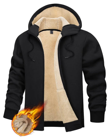 Men's Fleece-Lined Full-Zip Hoodie by TACVASEN
