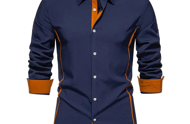 Men Color Block Long Sleeve Shirt - Constantin & Crys