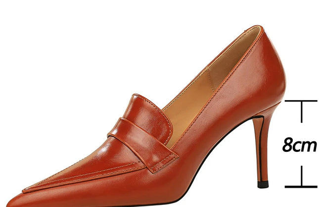 BIGTREE Shoes Retro Pointed Toe Women Pumps Leather Shoes High Heels Versatile