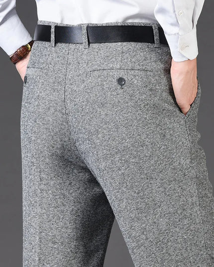 Cashmere Suit Pant for Men Loose Striped Hight Waist Wool Trousers Classic