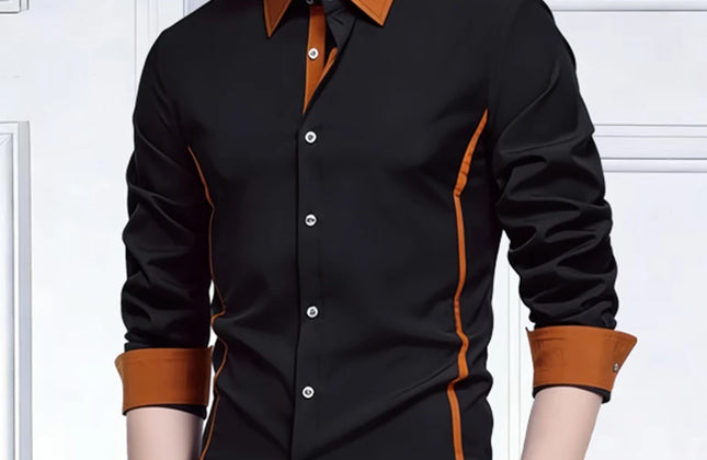 Men Color Block Long Sleeve Shirt - Constantin & Crys
