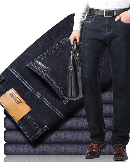 Witner  Slim Fit Stretch Thick Velvet Pants Warm Jeans Casual Grey  Fleece