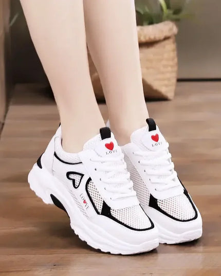 Women Shoes Heart-Shaped Platform Sneakers Woman Walking Sports-Shoes Breathable