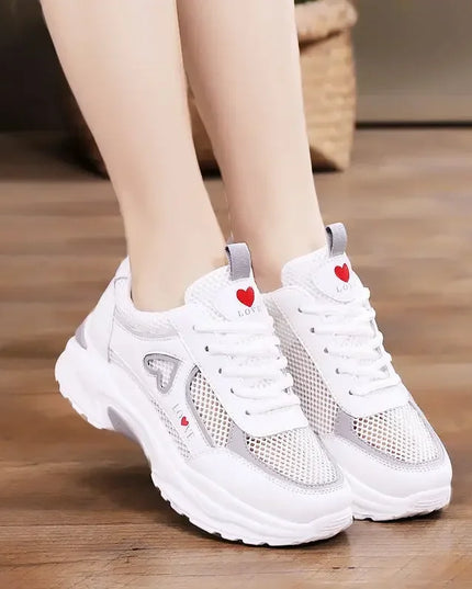 Women Shoes Heart-Shaped Platform Sneakers Woman Walking Sports-Shoes Breathable