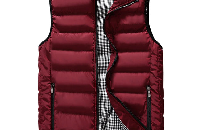 Men's Knitted Zip-Up Vest with Mandarin Collar