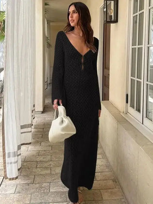 Sexy Cover Up Long Sleeve Long Dress Women Backless Beach Wear Bathing