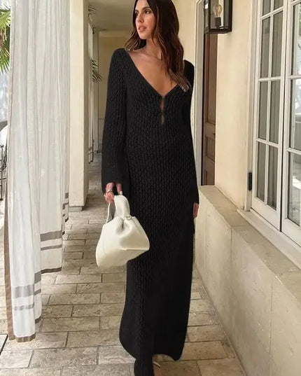 Sexy Cover Up Long Sleeve Long Dress Women Backless Beach Wear Bathing