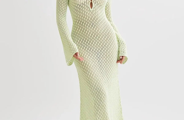 Sexy Cover Up Long Sleeve Long Dress Women Backless Beach Wear Bathing