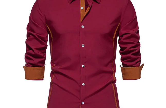Men Color Block Long Sleeve Shirt - Constantin & Crys