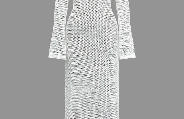 Sexy Cover Up Long Sleeve Long Dress Women Backless Beach Wear Bathing