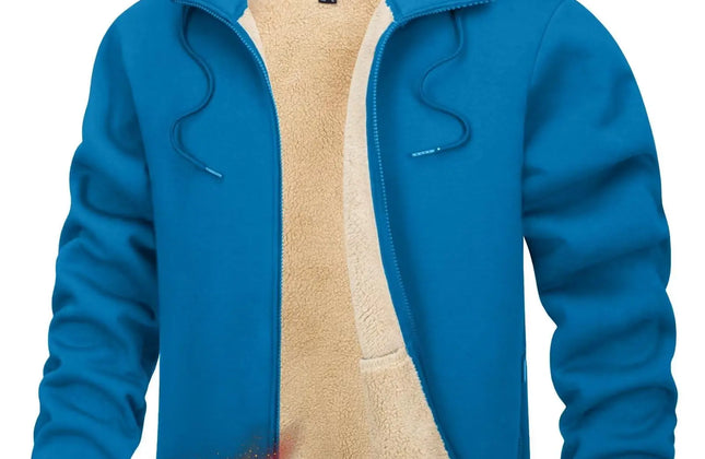 Men's Fleece-Lined Full-Zip Hoodie by TACVASEN