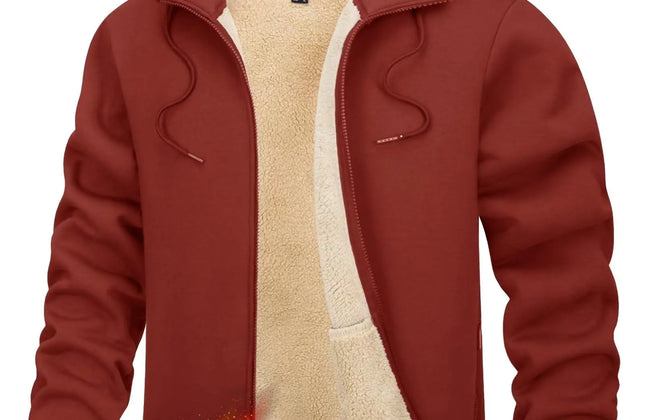 Men's Fleece-Lined Full-Zip Hoodie by TACVASEN