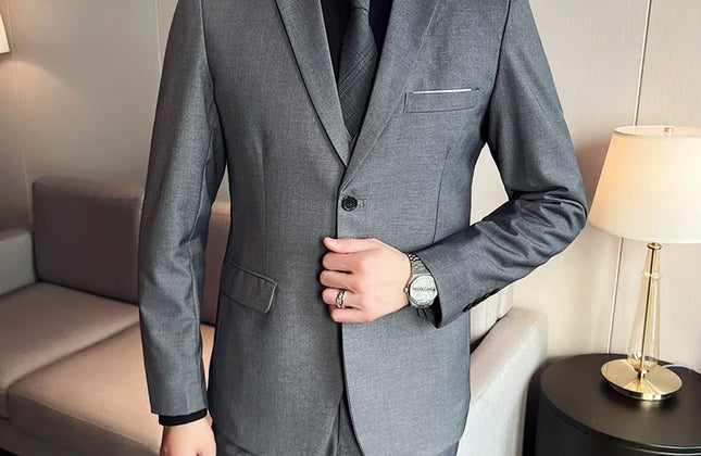 Men's High-Quality 3-Piece Business Casual Wedding Suit Vest Trousers