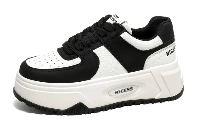 CXJYWMJL Genuine Leather Platform Sneakers Women Spring Casual Vulcanized Shoes